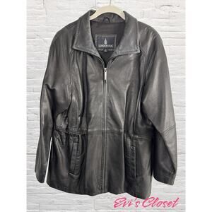London Fog Women’s Leather Jacket Black  Lined Y 2K Size Sz M